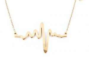 Heartbeat Necklace – Gold Lifeline Pulse Heartbeat Charm Open Heart Pendant